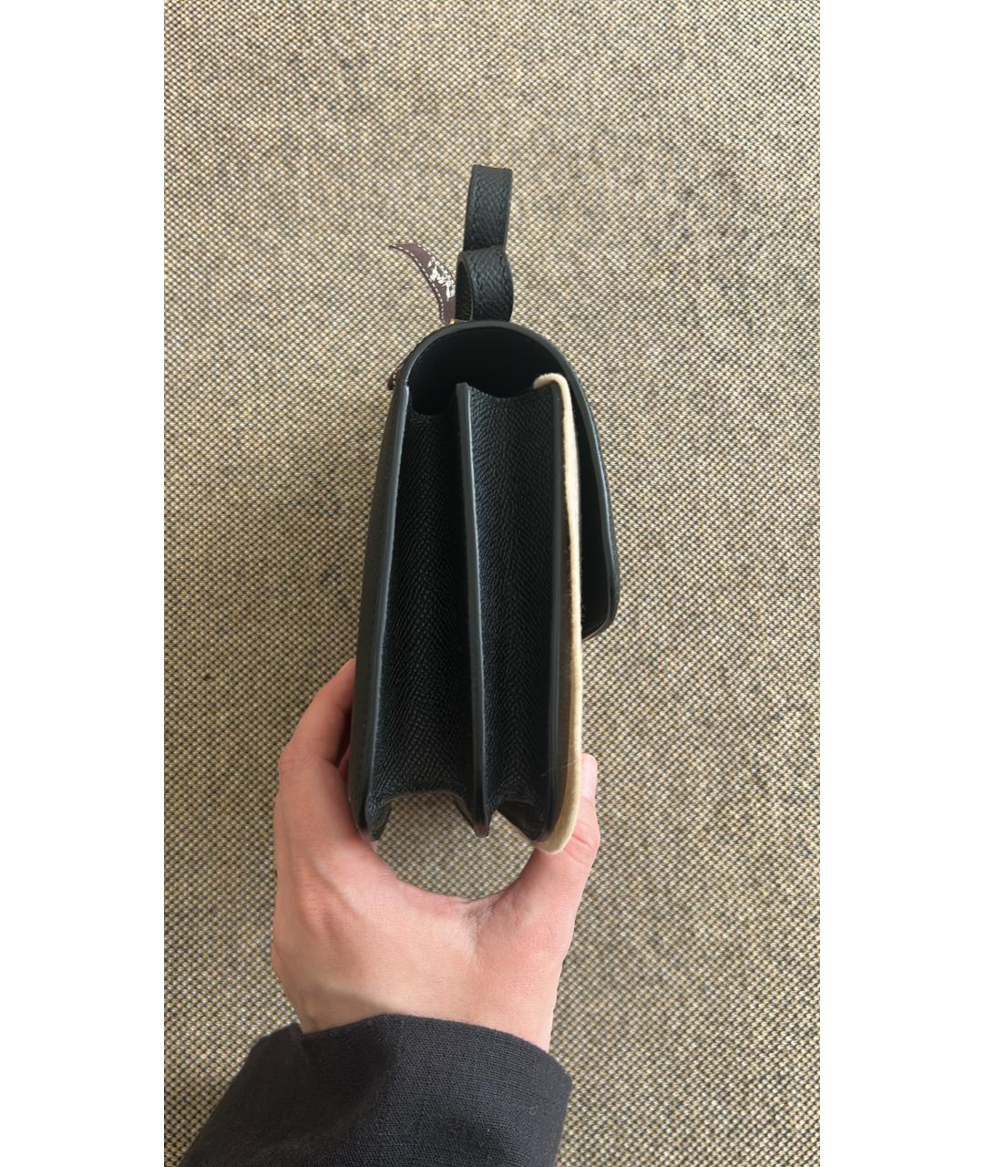 HERMES Черная кожаная сумка через плечо, фото 4