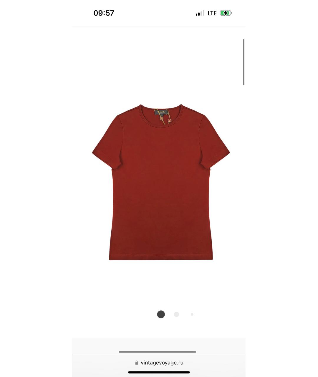 LORO PIANA Оранжевая хлопковая футболка, фото 6