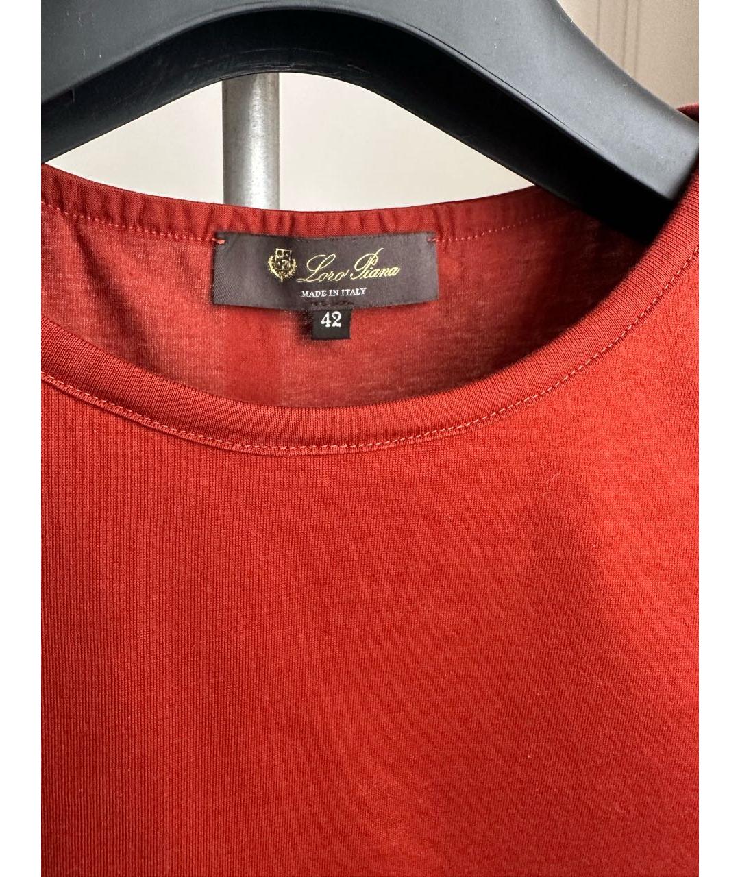LORO PIANA Оранжевая хлопковая футболка, фото 3