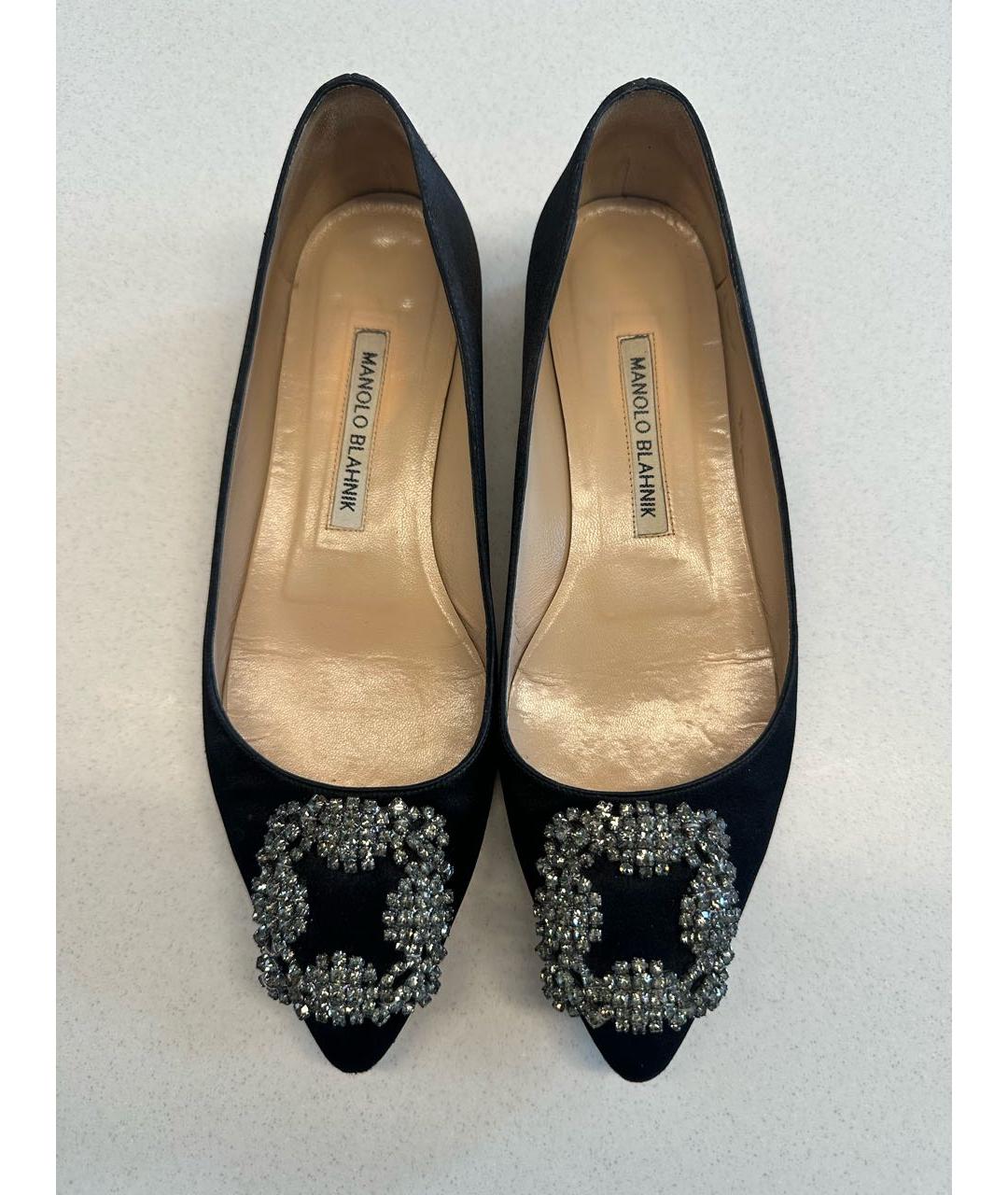 MANOLO BLAHNIK Черные текстильные балетки, фото 2