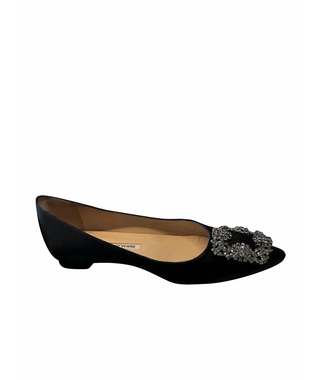 MANOLO BLAHNIK Черные текстильные балетки, фото 6