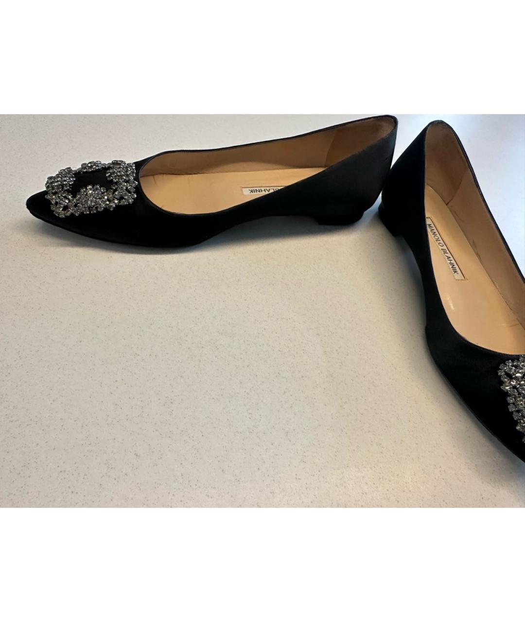 MANOLO BLAHNIK Черные текстильные балетки, фото 4