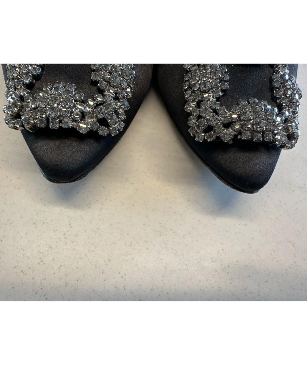 MANOLO BLAHNIK Черные текстильные балетки, фото 3