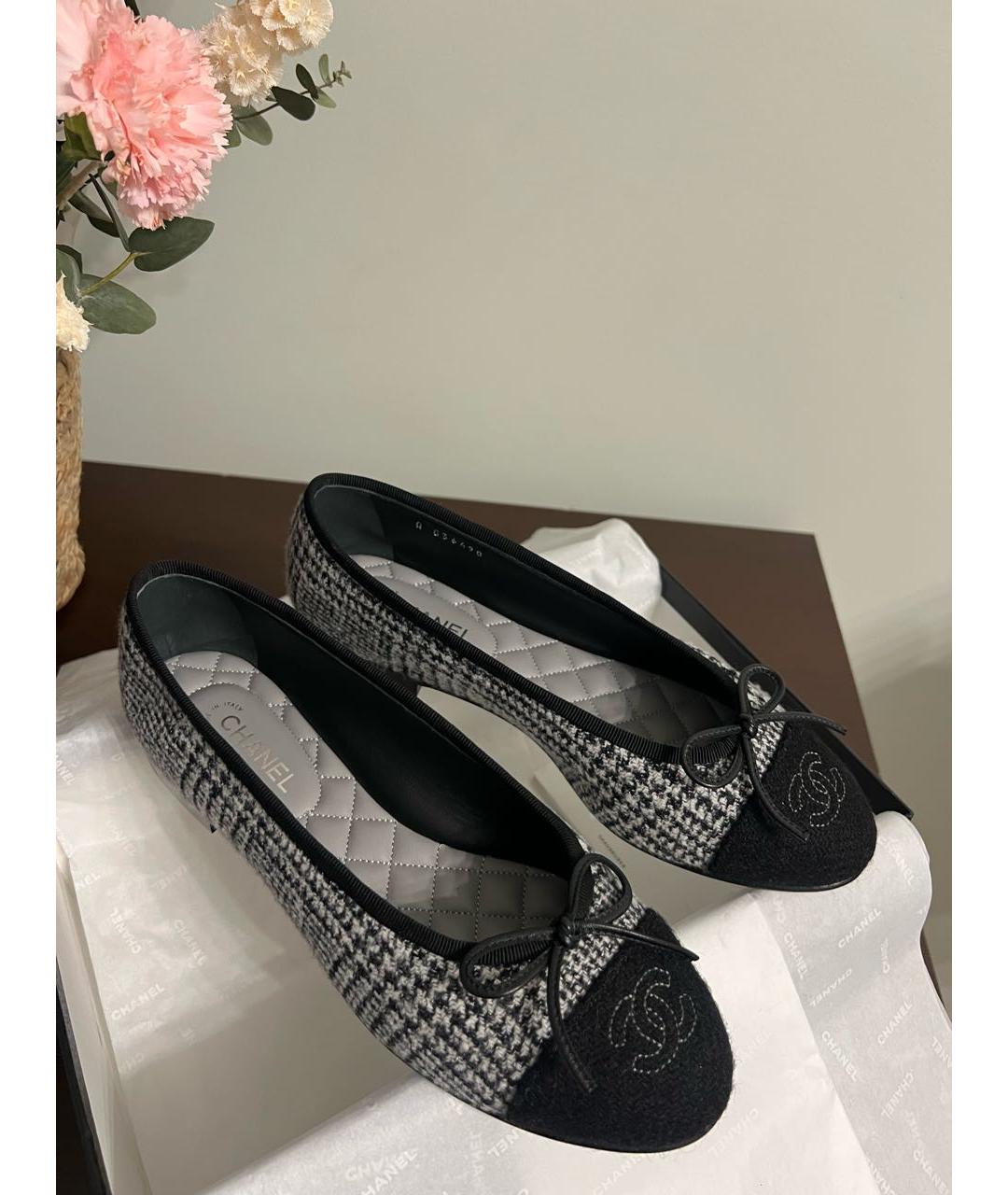CHANEL Антрацитовые балетки, фото 5