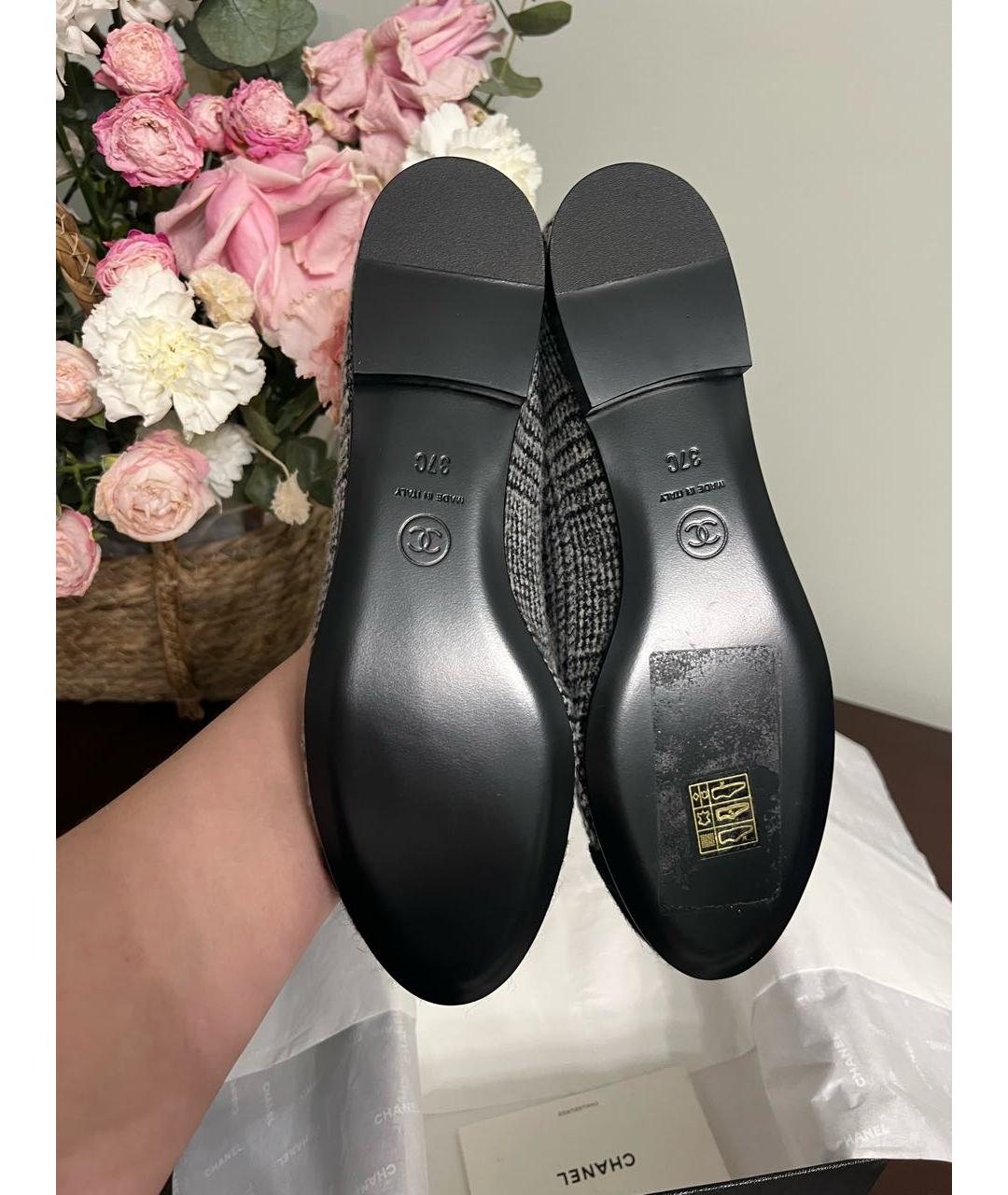 CHANEL Антрацитовые балетки, фото 7