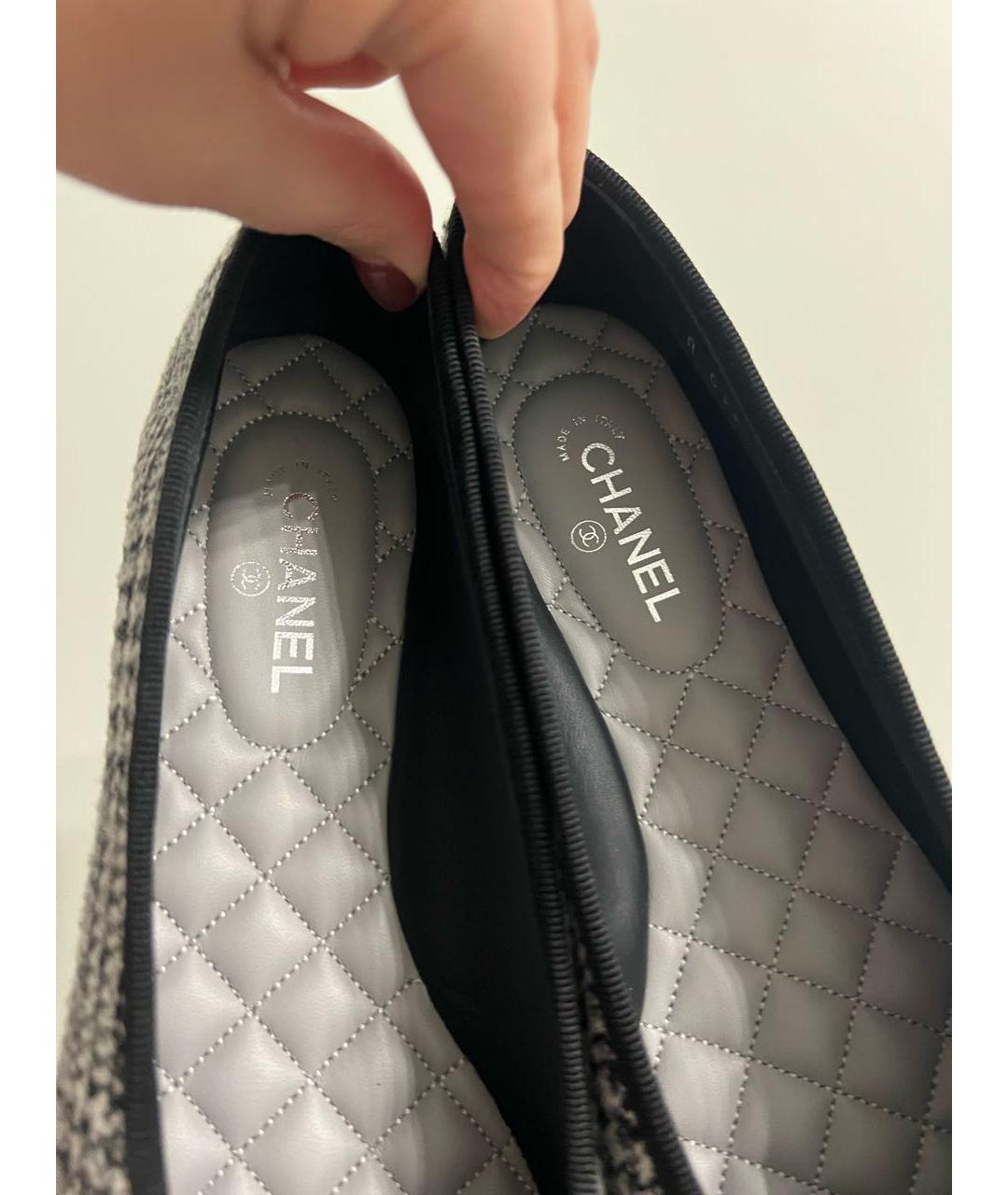 CHANEL Антрацитовые балетки, фото 8