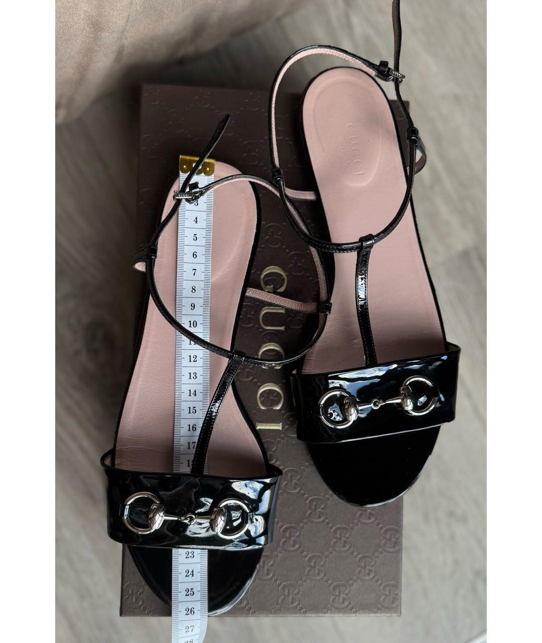 GUCCI Черные сандалии из лакированной кожи, фото 8