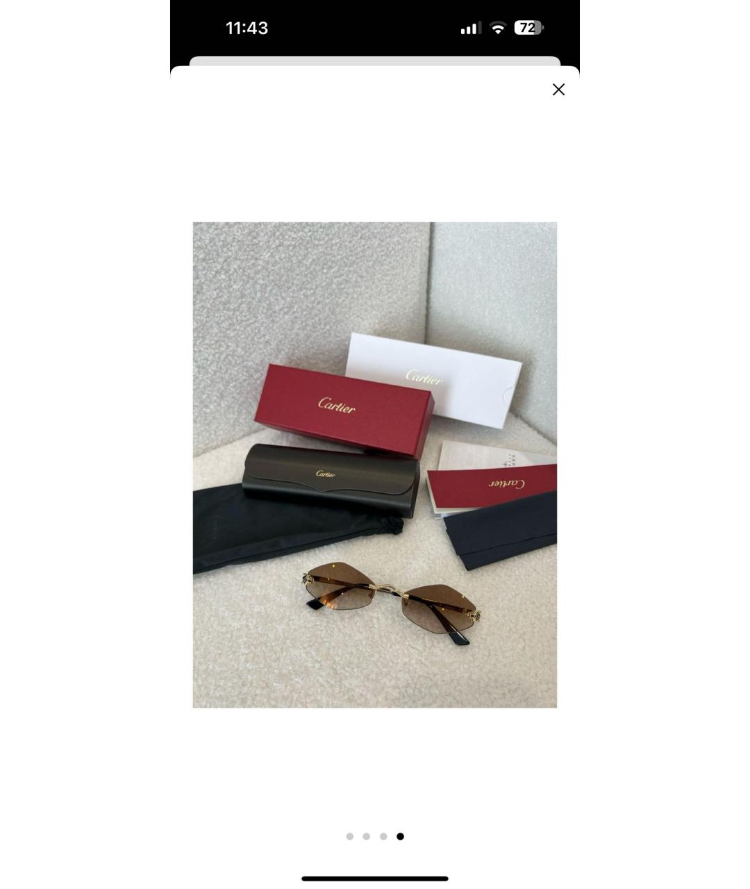 CARTIER Коричневые металлические солнцезащитные очки, фото 4