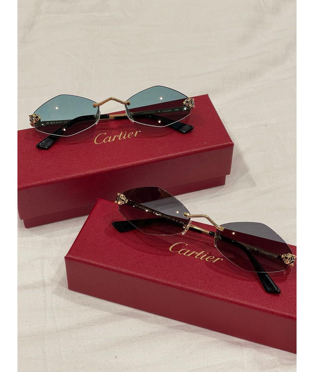 CARTIER Голубые металлические солнцезащитные очки, фото 5