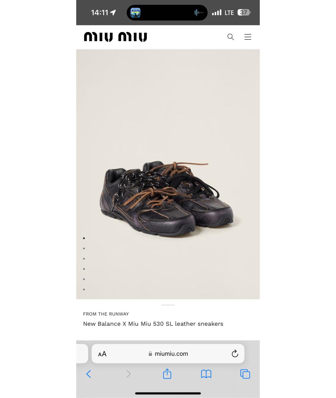 MIU MIU Коричневые кожаные кроссовки, фото 2