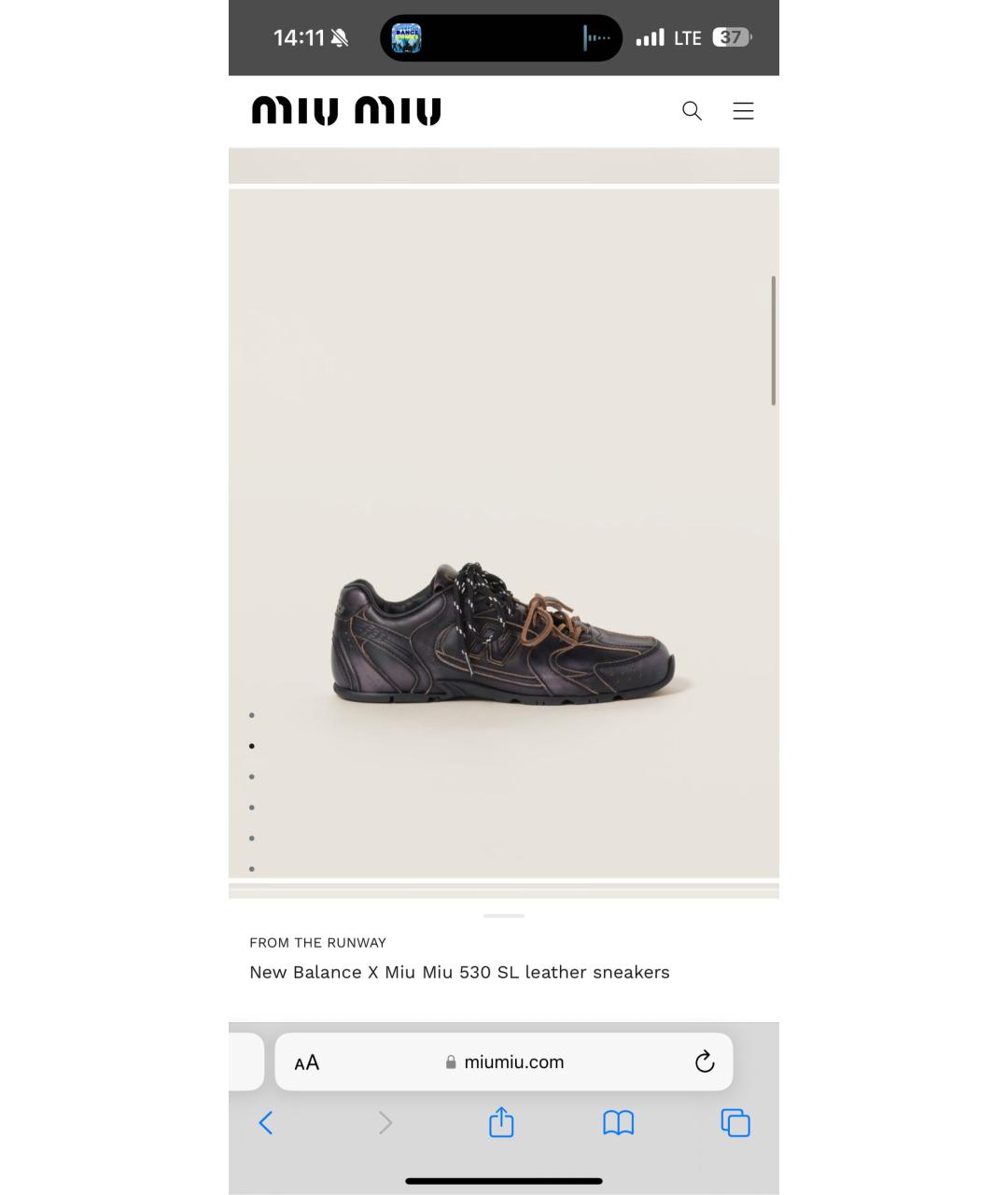 MIU MIU Коричневые кожаные кроссовки, фото 6