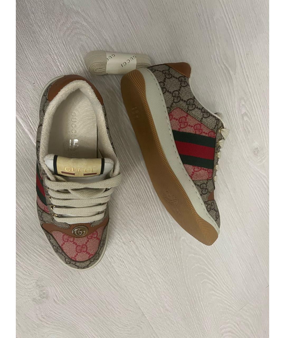 GUCCI Бежевые текстильные кеды, фото 6