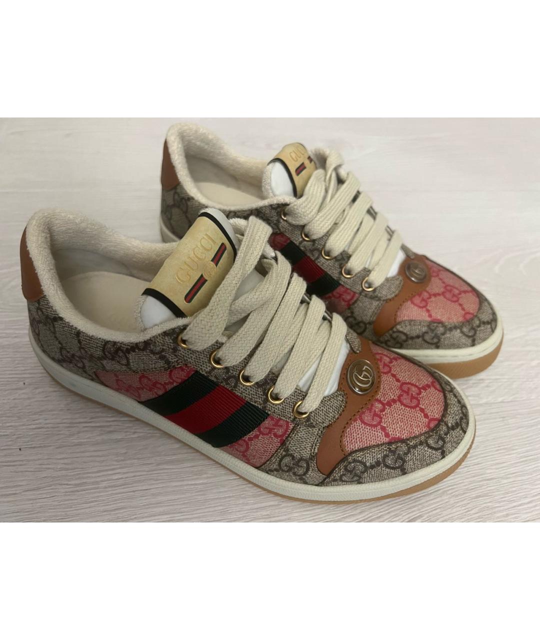 GUCCI Бежевые текстильные кеды, фото 4