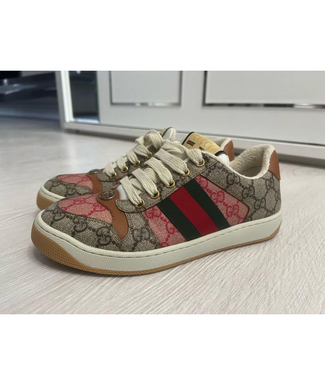 GUCCI Бежевые текстильные кеды, фото 9