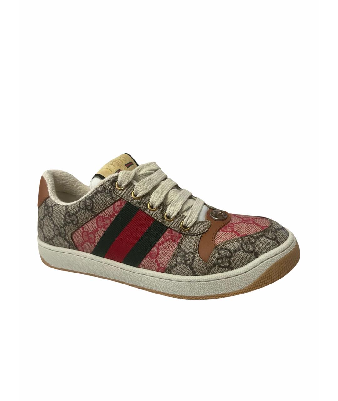 GUCCI Бежевые текстильные кеды, фото 1