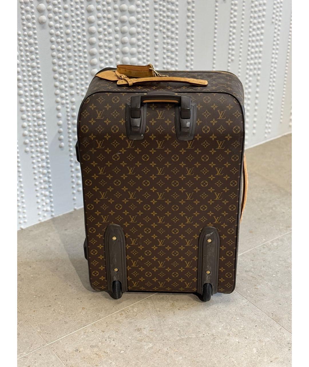 LOUIS VUITTON Коричневый чемодан из искусственной кожи, фото 2