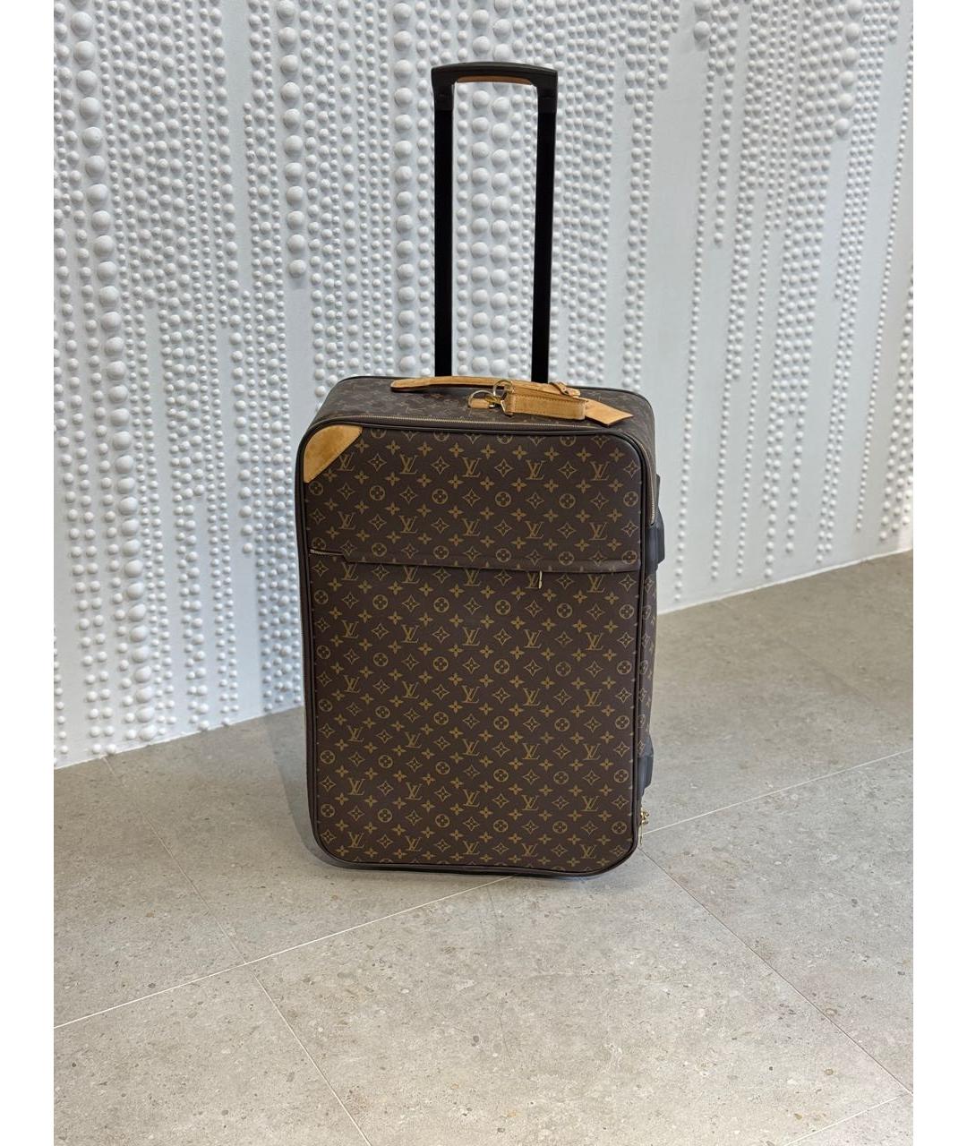 LOUIS VUITTON Коричневый чемодан из искусственной кожи, фото 5