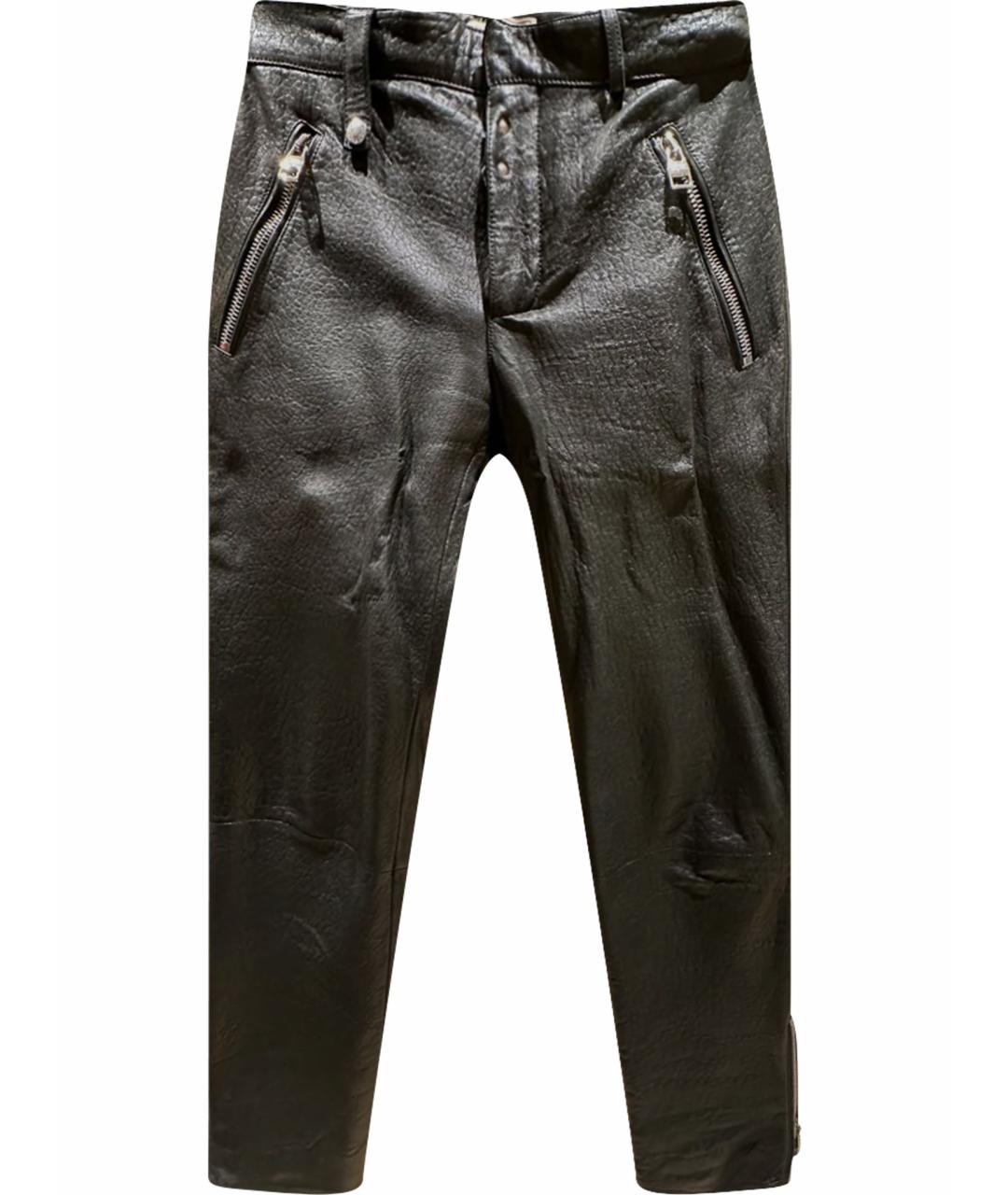 ALEXANDER MCQUEEN Черные кожаные повседневные брюки, фото 1