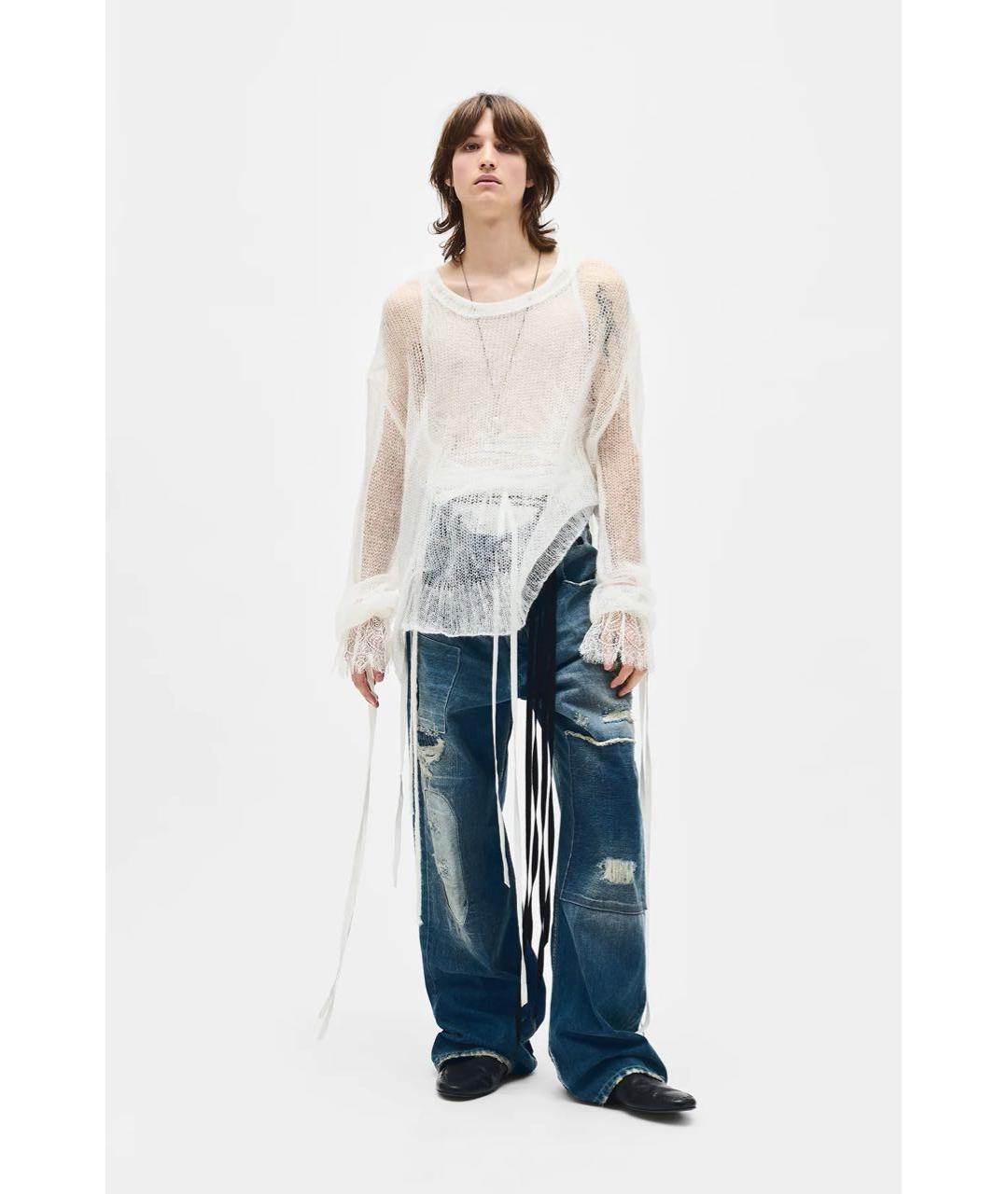 ANN DEMEULEMEESTER Белый шерстяной джемпер / свитер, фото 4