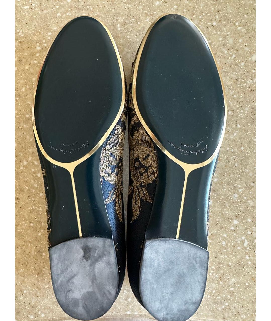 FERRAGAMO Темно-синие текстильные балетки, фото 5