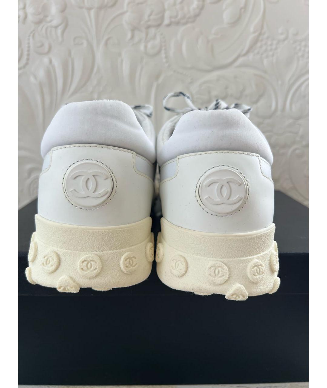 CHANEL Белые текстильные кроссовки, фото 4