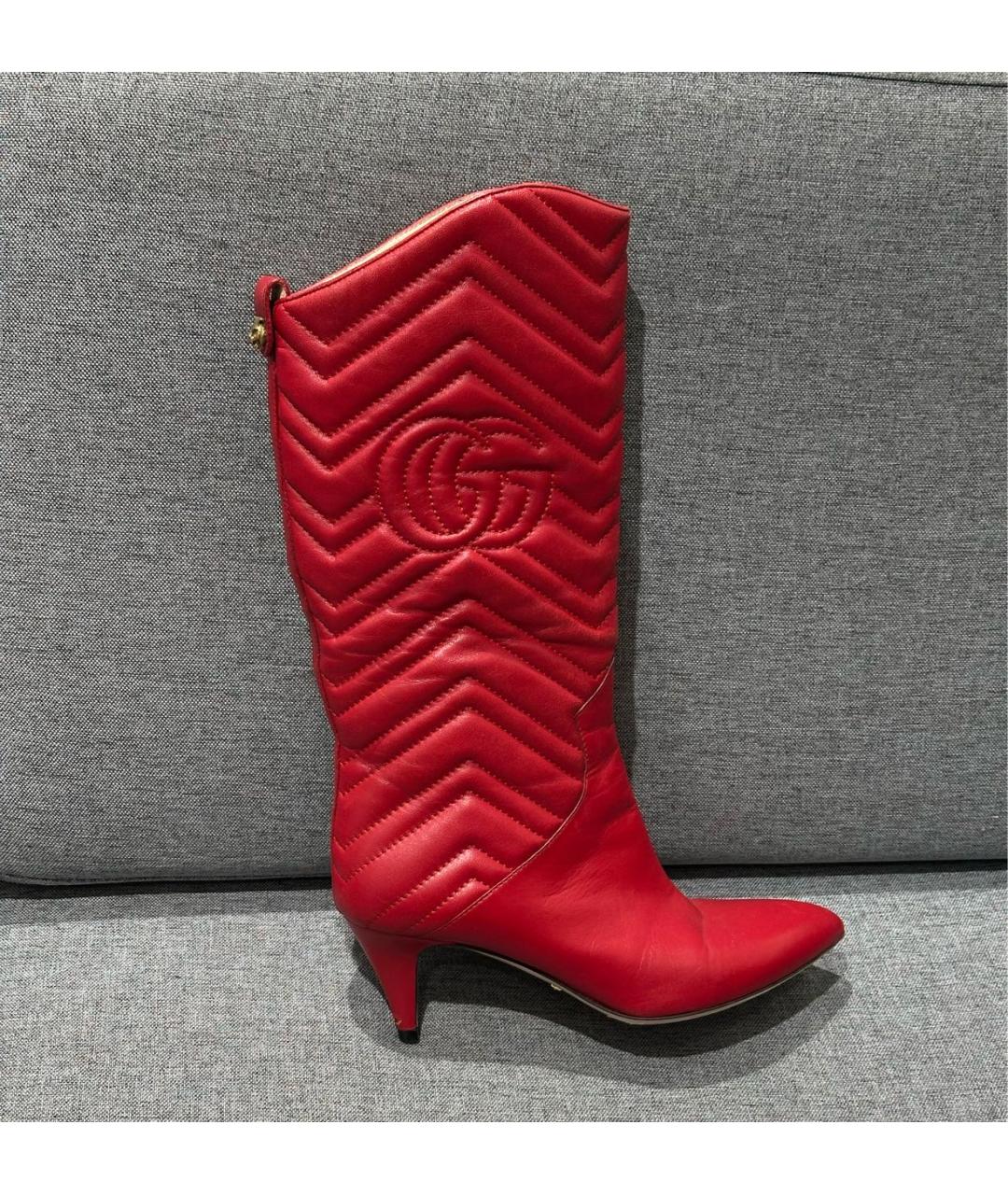 GUCCI Красные кожаные сапоги, фото 9
