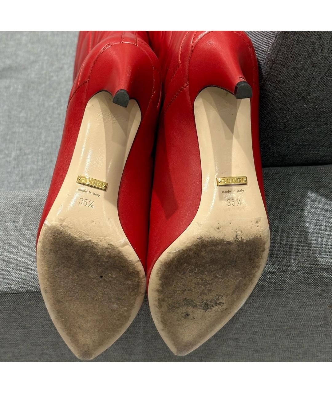 GUCCI Красные кожаные сапоги, фото 7