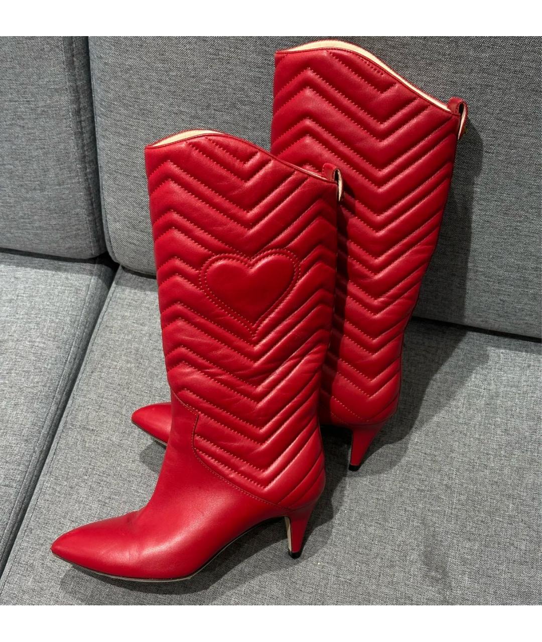 GUCCI Красные кожаные сапоги, фото 3