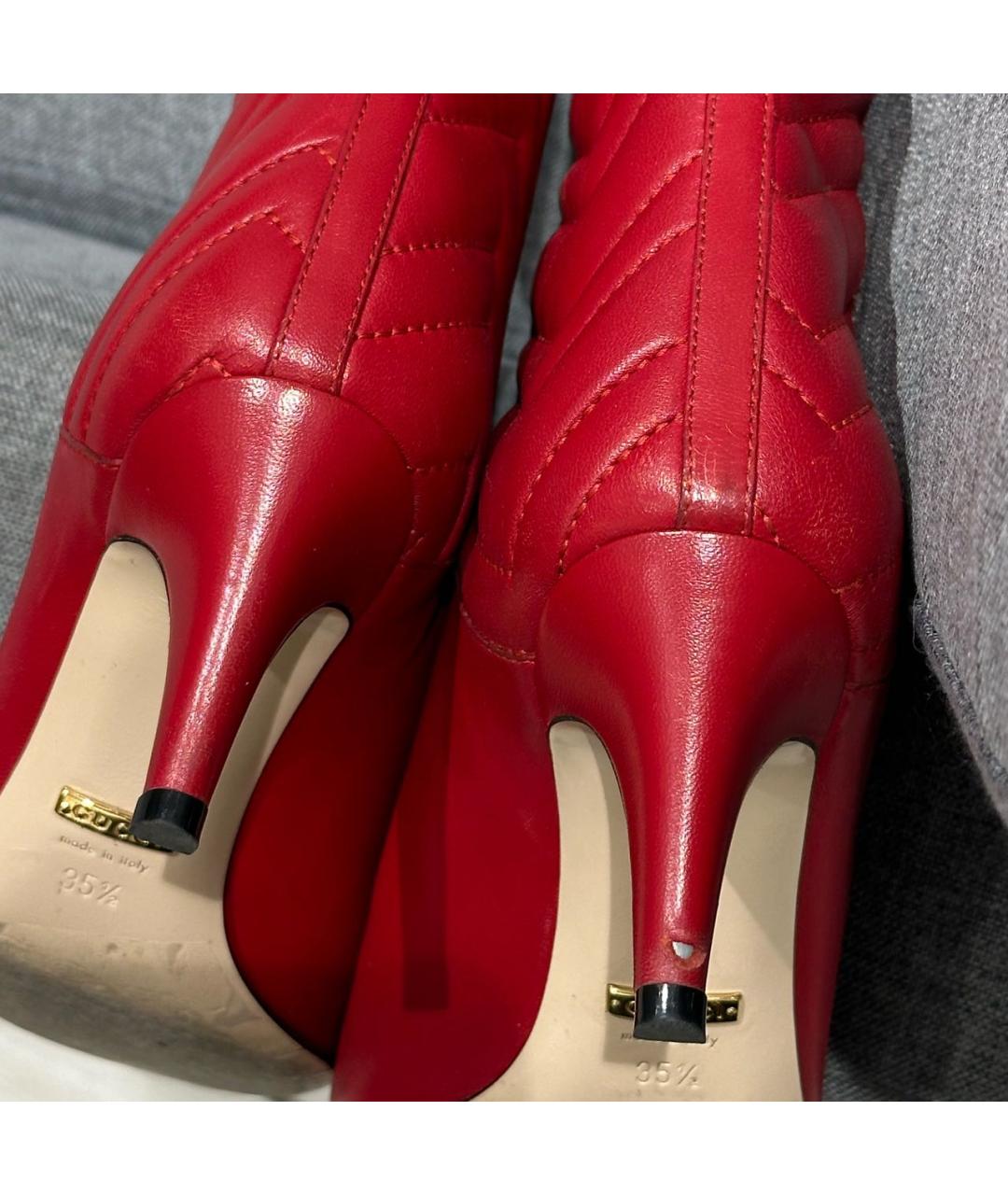 GUCCI Красные кожаные сапоги, фото 8