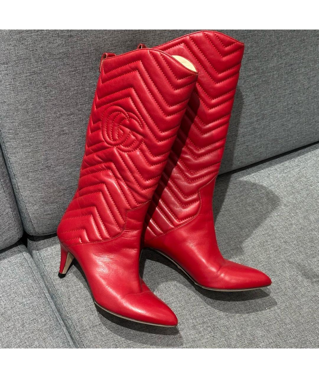 GUCCI Красные кожаные сапоги, фото 2