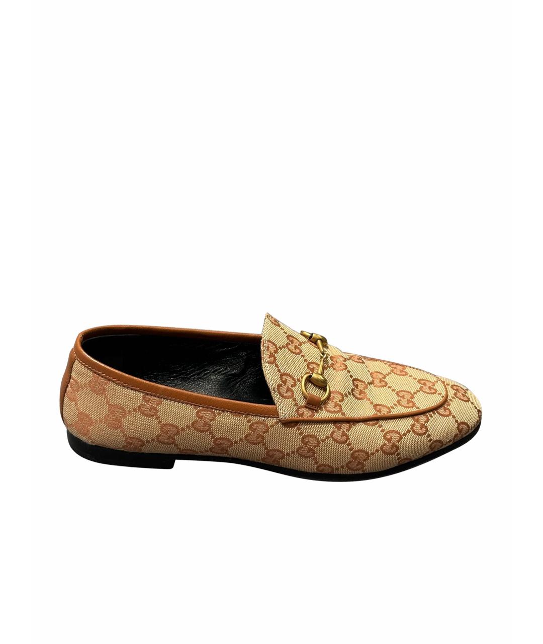 GUCCI Бежевые текстильные лоферы, фото 9
