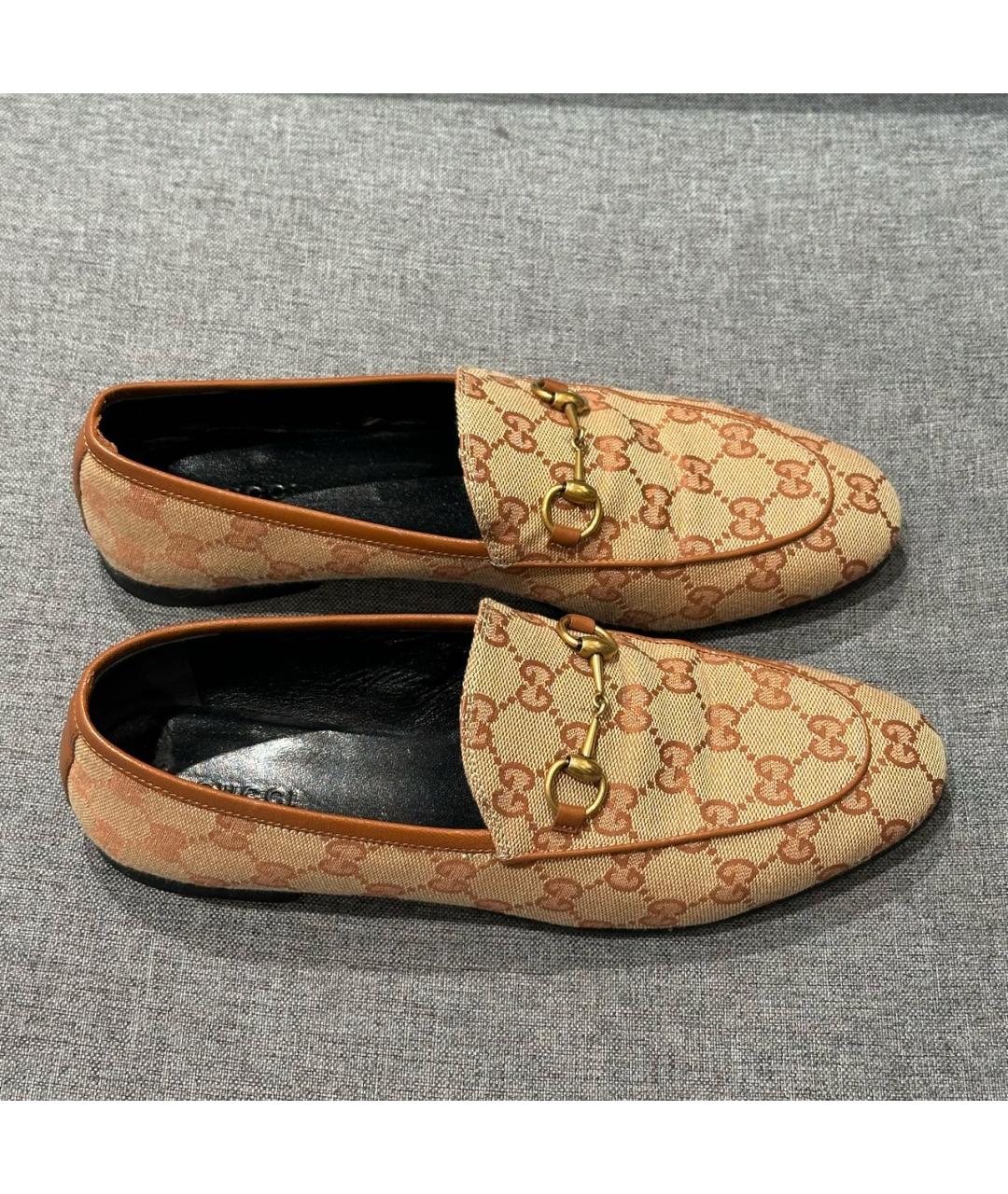 GUCCI Бежевые текстильные лоферы, фото 2