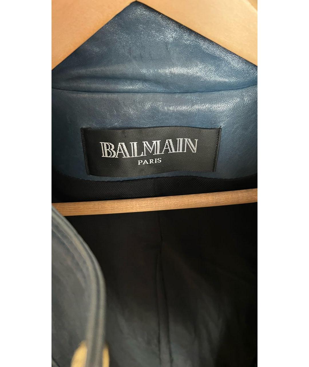 BALMAIN Бирюзовая кожаная куртка, фото 5