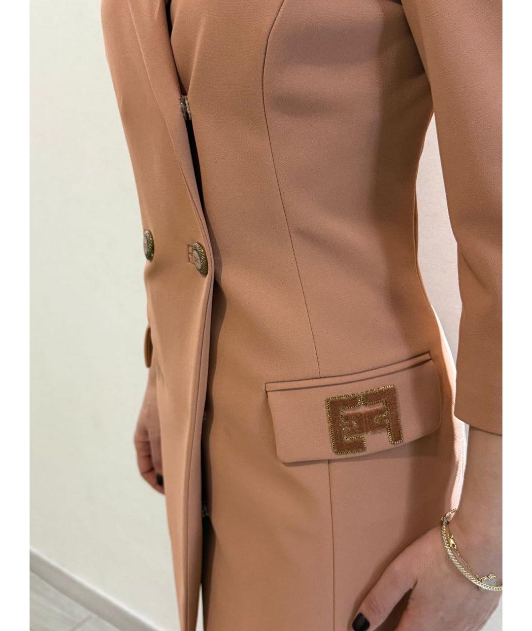 ELISABETTA FRANCHI Коралловое полиэстеровое коктейльное платье, фото 5