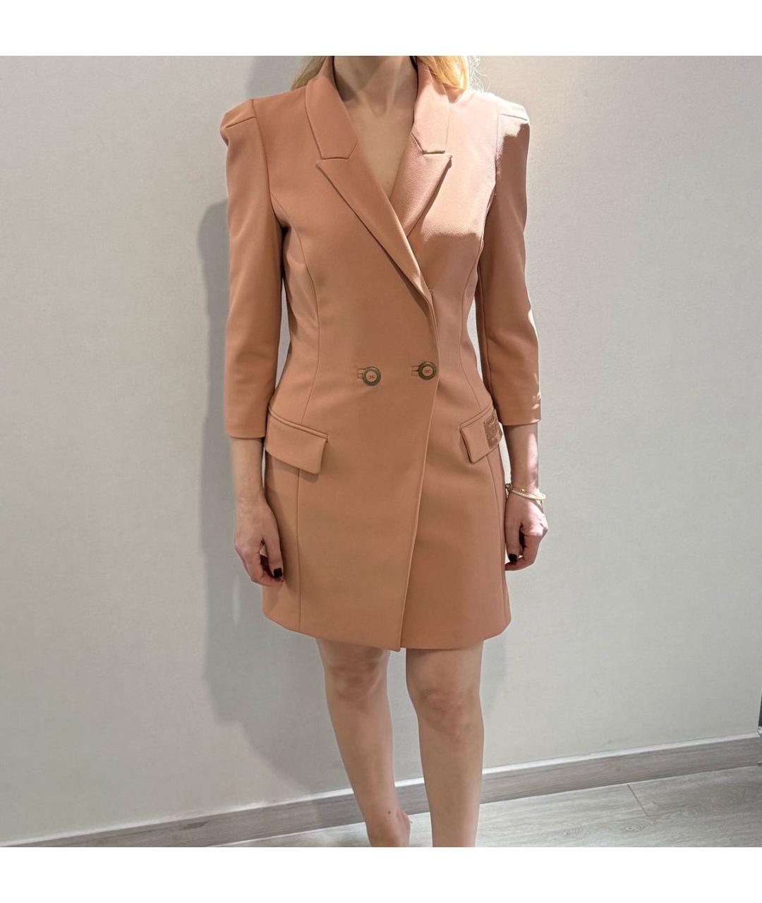 ELISABETTA FRANCHI Коралловое полиэстеровое коктейльное платье, фото 7