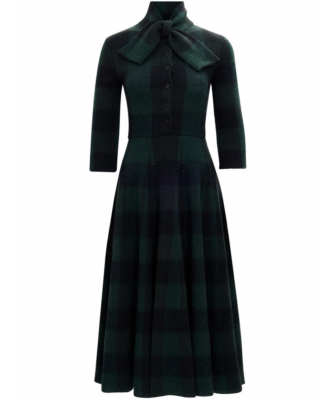 CHRISTIAN DIOR Зеленые шерстяное повседневное платье, фото 1