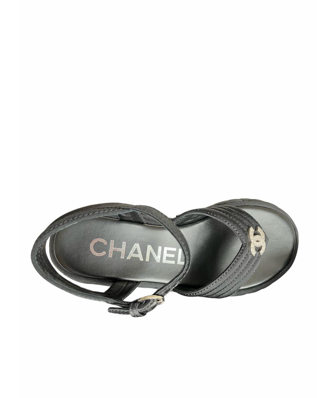 CHANEL Черные текстильные сандалии, фото 1