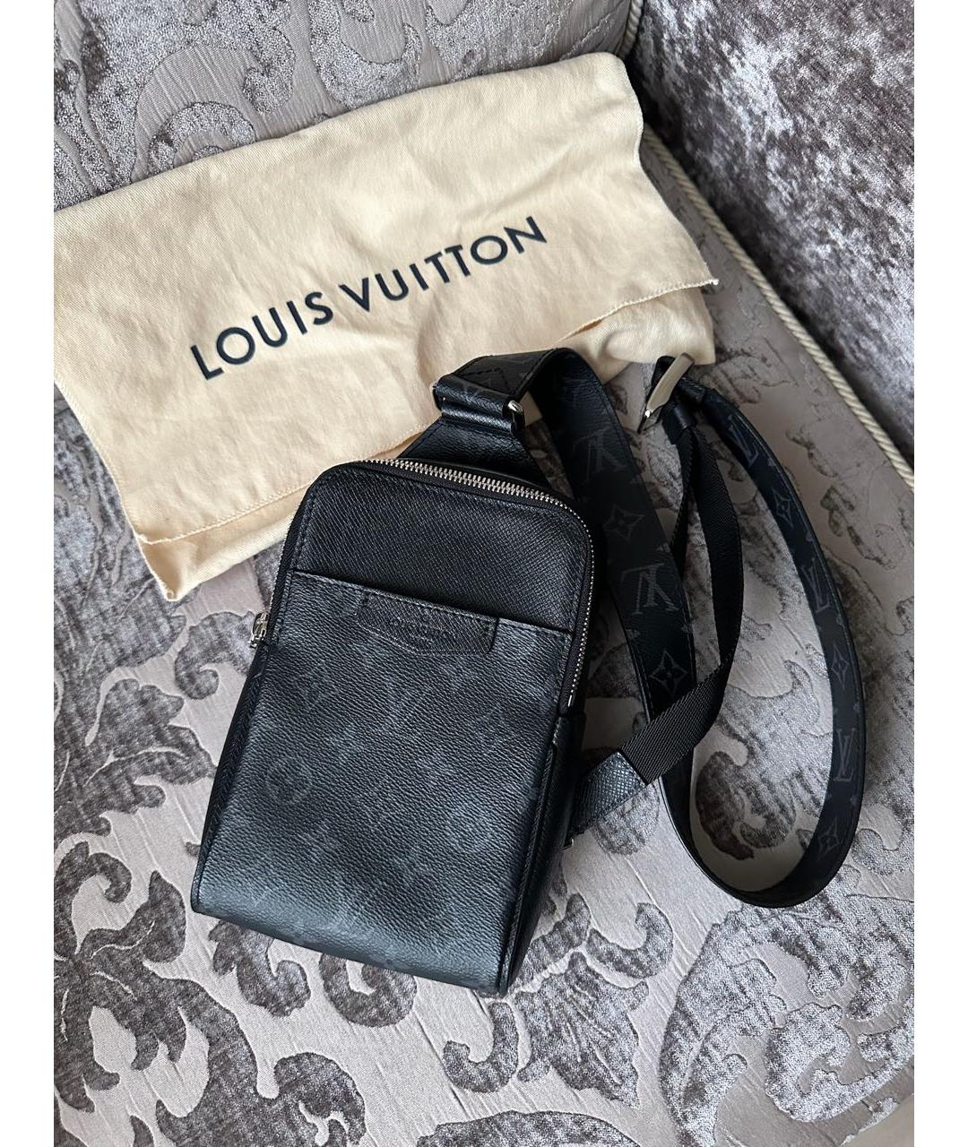 LOUIS VUITTON Черная кожаная сумка на плечо, фото 5
