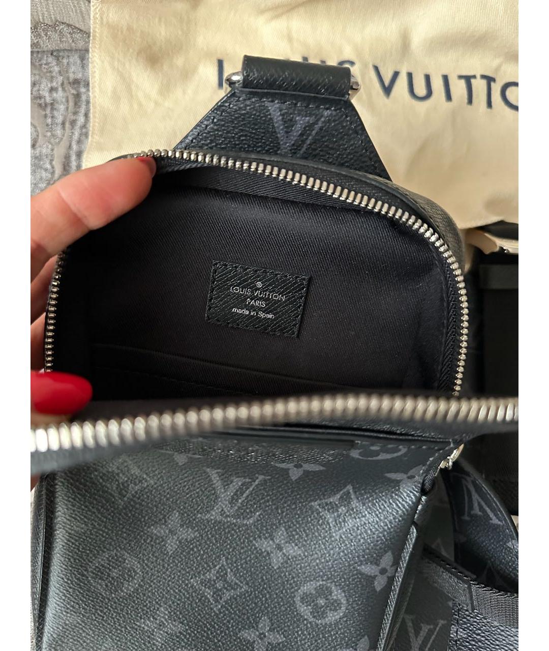 LOUIS VUITTON Черная кожаная сумка на плечо, фото 4