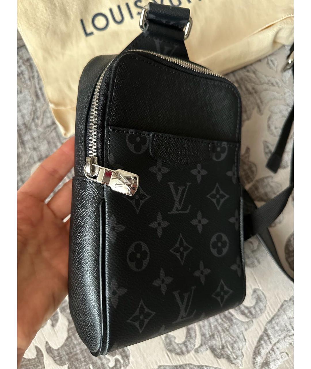 LOUIS VUITTON Черная кожаная сумка на плечо, фото 2