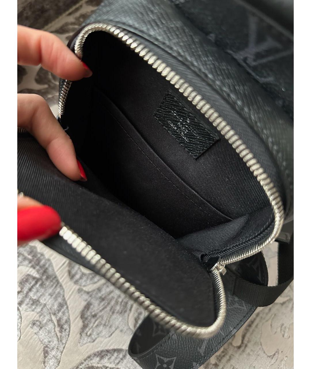 LOUIS VUITTON Черная кожаная сумка на плечо, фото 7