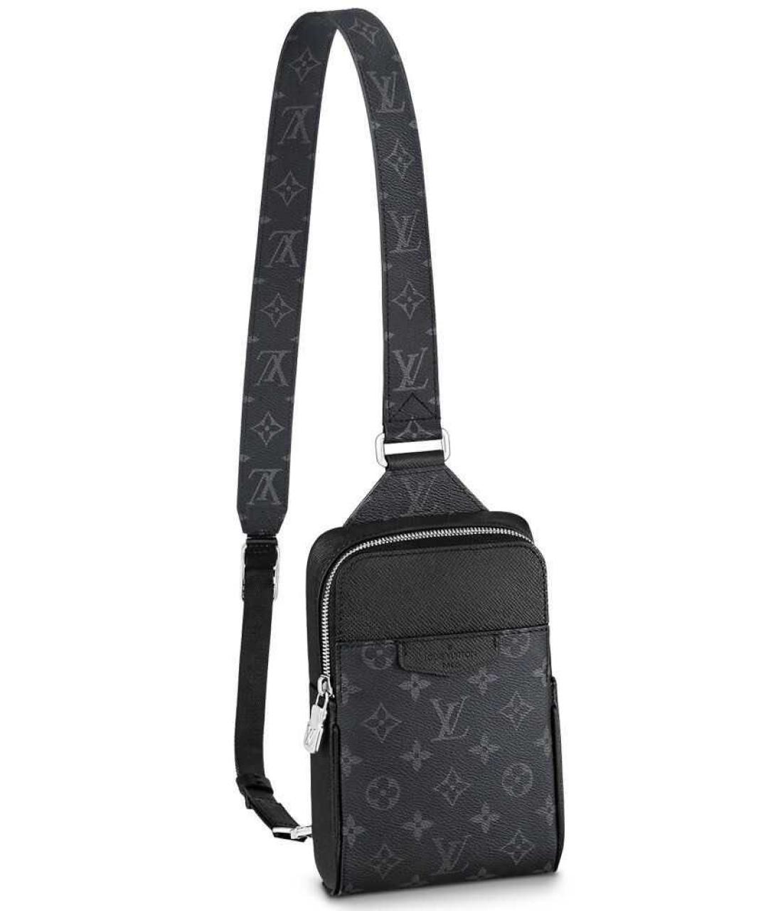 LOUIS VUITTON Черная кожаная сумка на плечо, фото 9