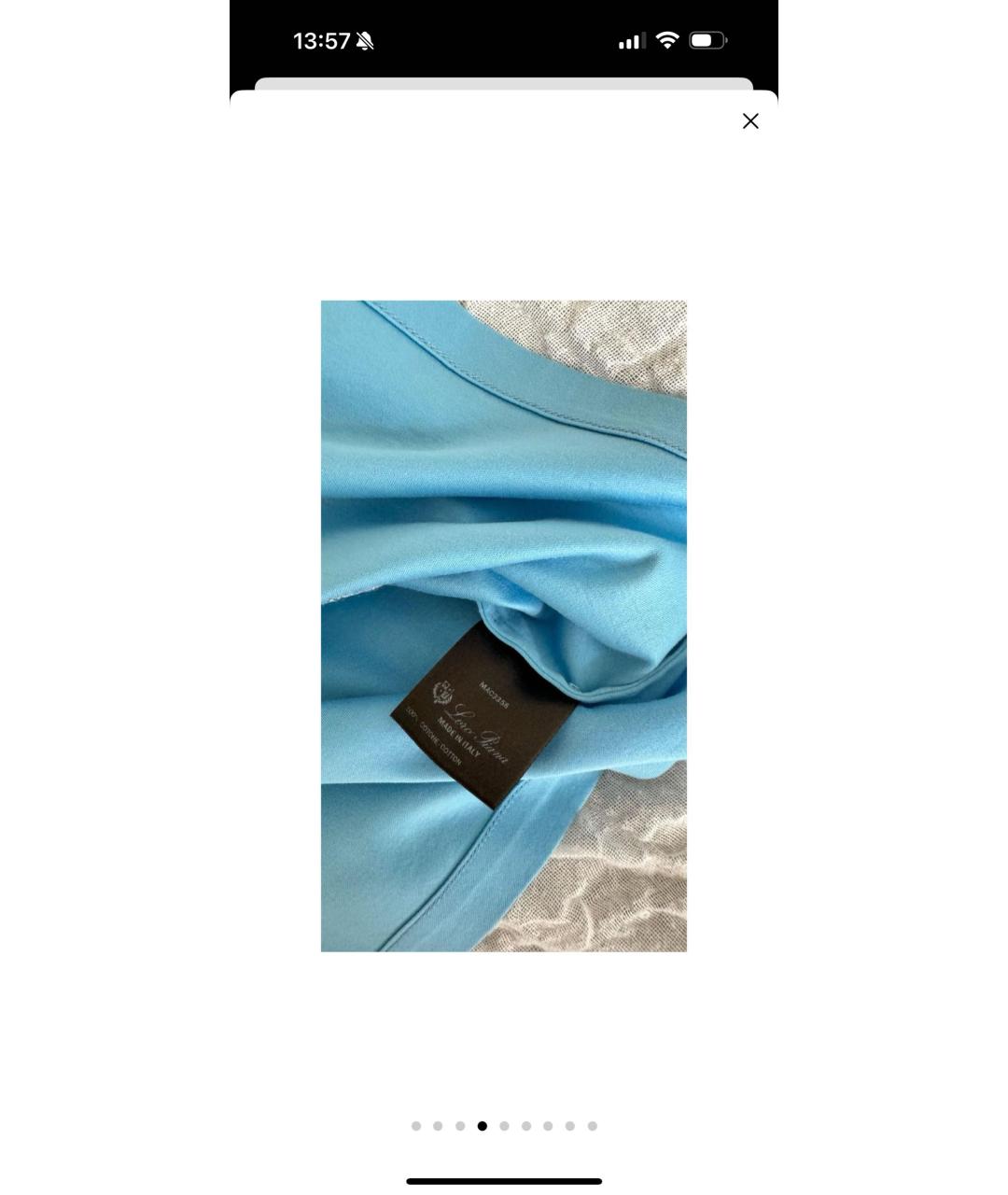 LORO PIANA Голубая хлопковая футболка, фото 4