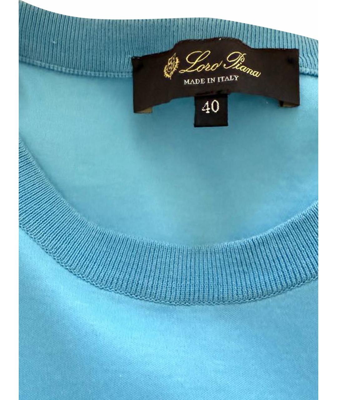 LORO PIANA Голубая хлопковая футболка, фото 14