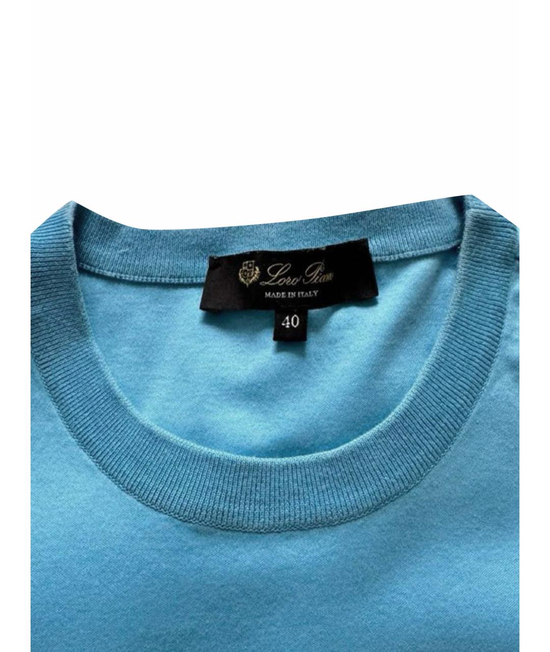 LORO PIANA Голубая хлопковая футболка, фото 10