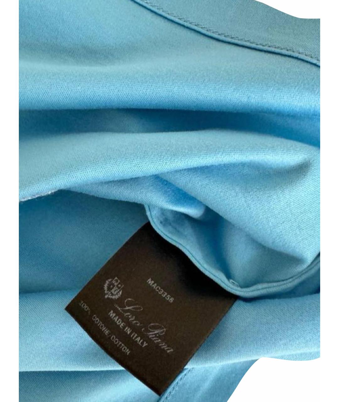 LORO PIANA Голубая хлопковая футболка, фото 15