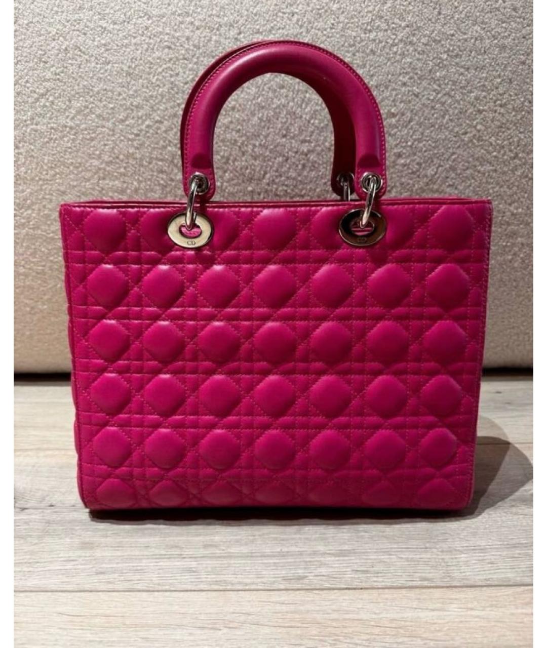 CHRISTIAN DIOR Розовая кожаная сумка с короткими ручками, фото 3