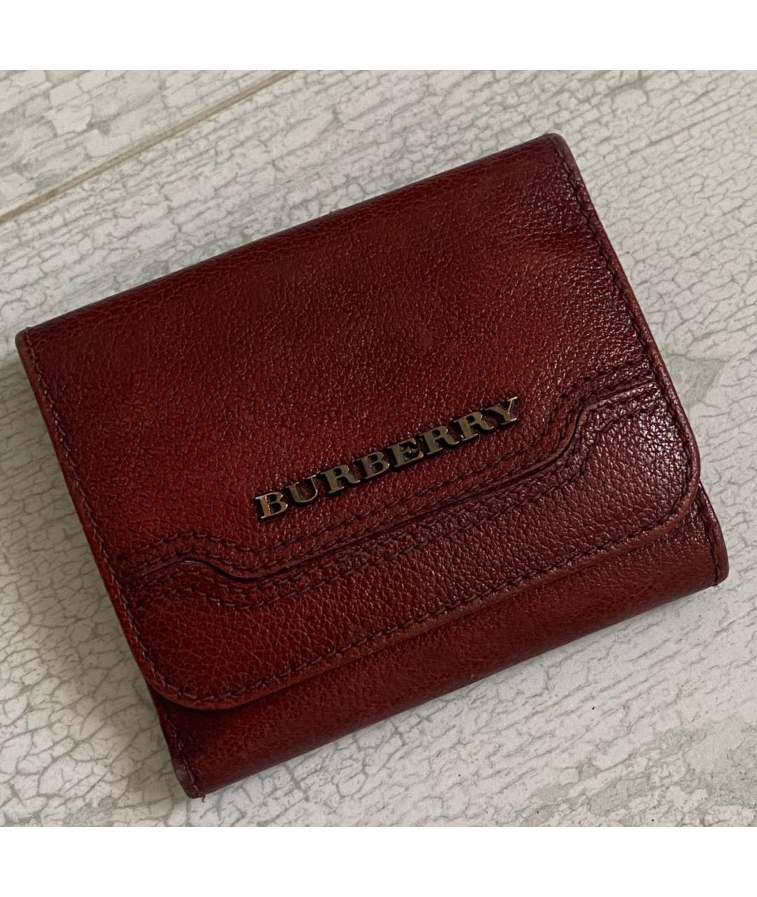 BURBERRY Бордовый кожаный кошелек, фото 2