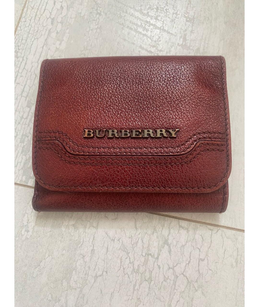 BURBERRY Бордовый кожаный кошелек, фото 8