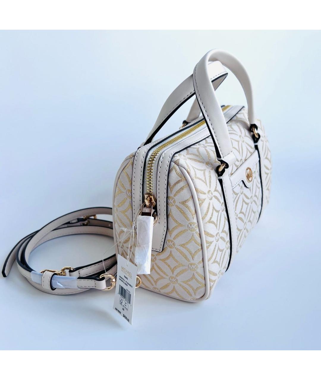 MICHAEL MICHAEL KORS Бежевая жаккардовая сумка с короткими ручками, фото 2
